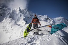 Levi Siver poses for a portrait near the summit during the Stream Mountain project on Rishiri Island, Hokkaido, Japan on March 11th, 2017 // Jason Halayko/Red Bull Content Pool // P-20170405-00305 // Usage for editorial use only // Please go to www.redbullcontentpool.com for further information. //