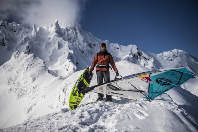 Levi Siver poses for a portrait near the summit during the Stream Mountain project on Rishiri Island, Hokkaido, Japan on March 11th, 2017 // Jason Halayko/Red Bull Content Pool // P-20170405-00305 // Usage for editorial use only // Please go to www.redbullcontentpool.com for further information. //