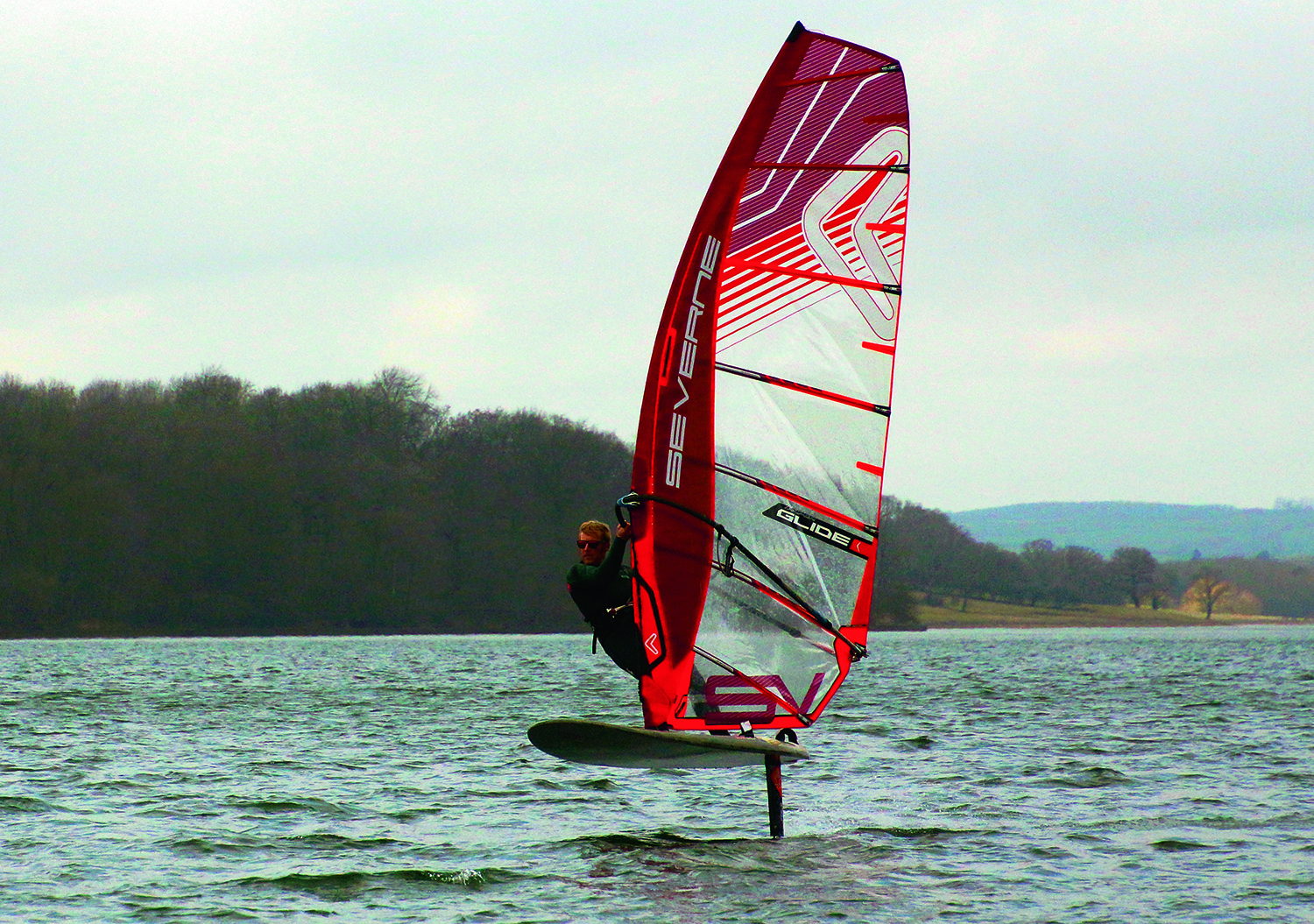 Click to Enlarge - David Horan foiling in the north arm at Rutland.  Photo by Sam Buckland.