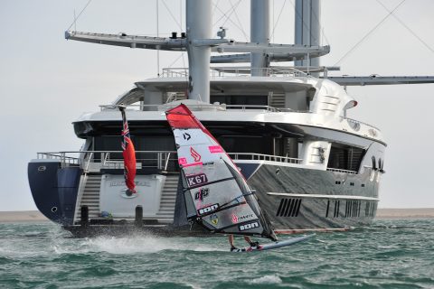 Click to Enlarge - Simon Pettifer flying past the Black Pearl