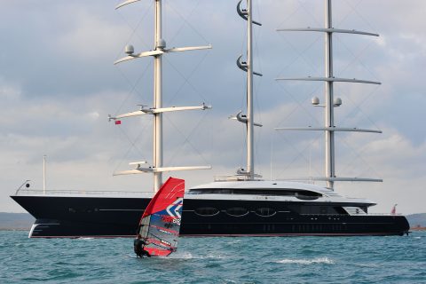 Click to Enlarge - Windsurfing with the amazing Black Pearl
