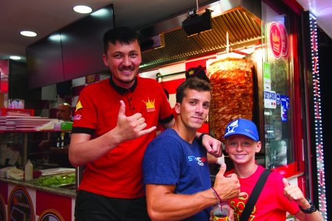 The boys giving thumbs up for Istanbul kebabs! - Click to Enlarge