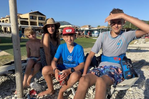 Rosie and her boys on holiday