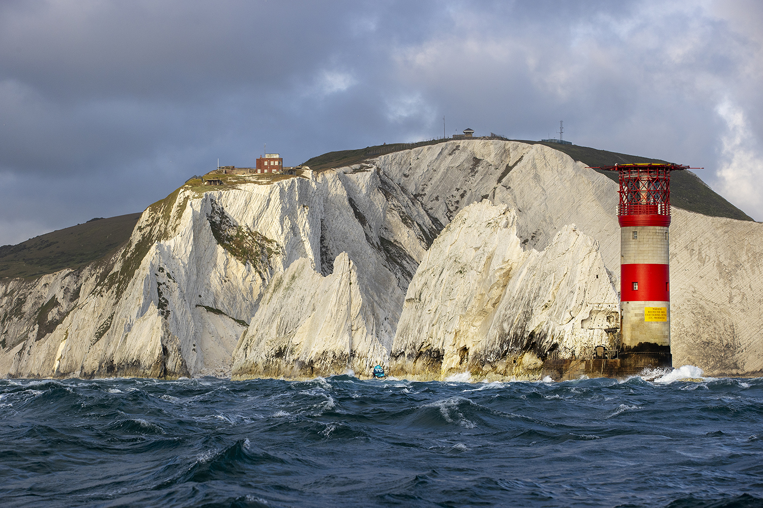 Wing foiling at the Needles