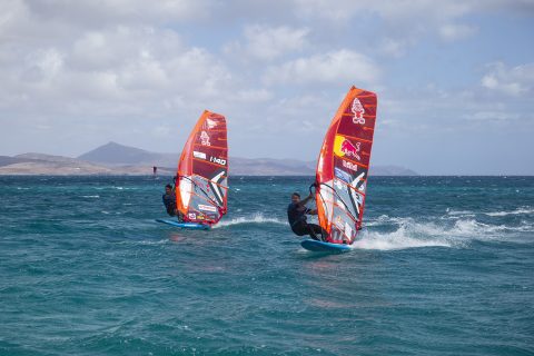 Bjorn and Matteo flying in Fuerteventura