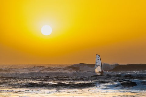 The sun goes down