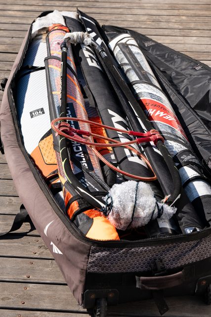 ‘Air vent released, board padded, straps off and rig bits on top.’