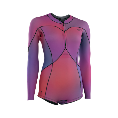 48233-4552+IOW-Wetsuit Amaze Hot Shorty 1_5 LS Front Zip women+13+012 pink-gradient+front