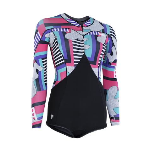 48233-4552+IOW-Wetsuit Amaze Hot Shorty 1_5 LS Front Zip women+13+015 capsule-statement+front