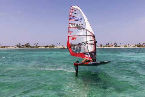 Brendon flying on the foil