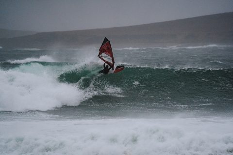 Carving in the rain at Magheroarty