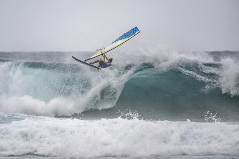 Bernd taking it to a whole new level and listening to music while ripping at Ho'okipa Photo: Fish Bowl Diaries