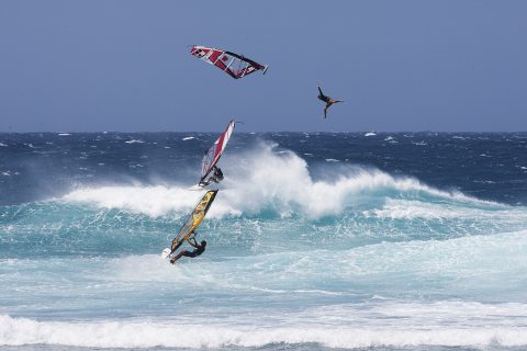 Hookipa back in the day! Kai Lenny, Mark Angulo and Camille Juban