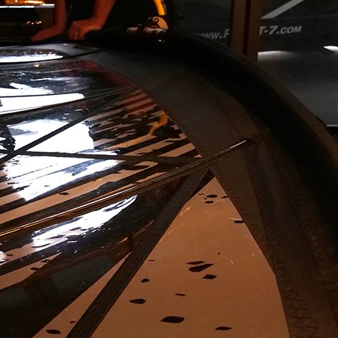 DACRON PANEL AS WIND ENTERS THE SAIL AND MASTS BENDS CREATES AN AMAZING PROFILE.