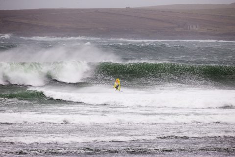 Thomas Taversa of France performs at the Red Bull Storm Chase in Magheroarty, Ireland on March 12, 2019.