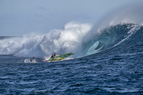 Sarah Quita Offringa in deep at Cloudbreak. Photo: Fish Bowl Diaries.