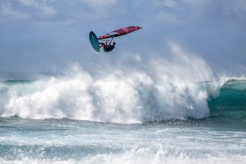 Marc Pare checking out the view from high above Ho'okipa