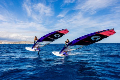 Perfecting those gybes during a winter training trip in Tenerife