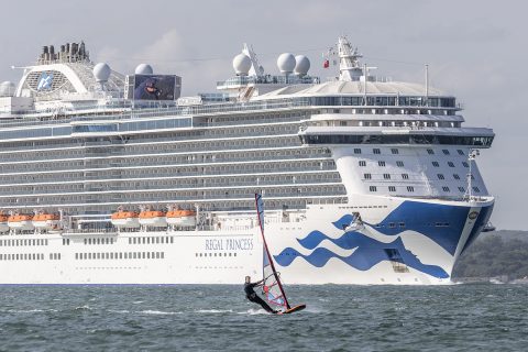 Cruise ships as a backdrop